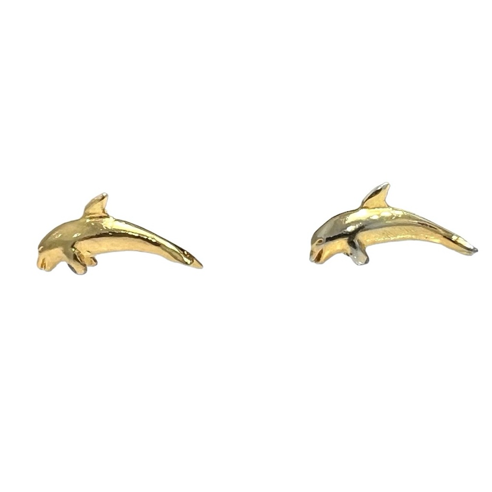 VINTAGE GOLD TONE JUMPING DOLPHIN LAPEL PINS - SET OF 2